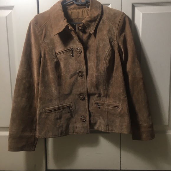 VTG Leather Jacket Suede Moto Brown Pockets Biker - Picture 9 of 13